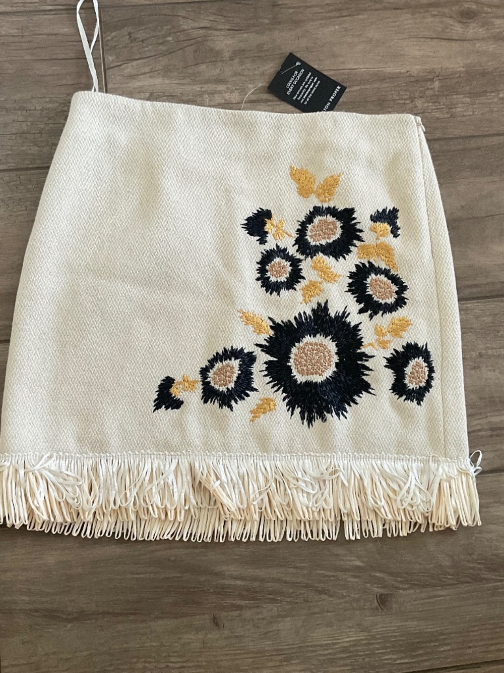 Boston Proper Fringe Embroidered Skirt